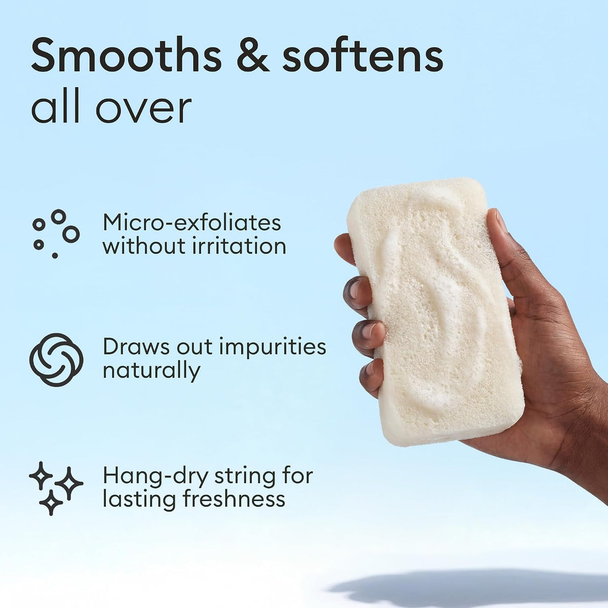 Vove Organic Konjac Exfoliating Body Sponges 2-Pack, Plant-Based