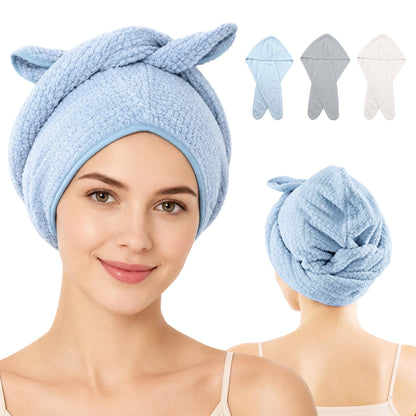 3 Pack Hair Drying Wraps, Twist Turbans, White, Gray & Khaki
