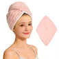 Microfiber Hair Towel Wrap for Women, Soft Lightweight Quick Dry Turban, Drying Hair Towels for Women, Hair Drying Towel with Button for Curly & Long Hair - Pink (Note: This model is ultra-slim.)