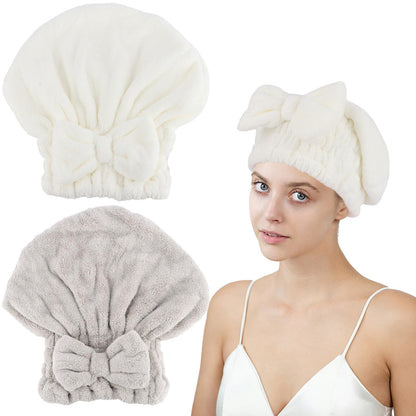 2PCS Microfiber Hair Drying Caps Hair Towel Cap