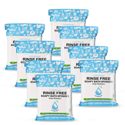 100 PCS Disposable Rinse Free Bath Sponges, No Rinse Bathing Wipes for Adults, Soap Infused Dry Shower Wipes for Elderly, Bedridden, Camping, Post Surgery(25 Count 4 Pack)