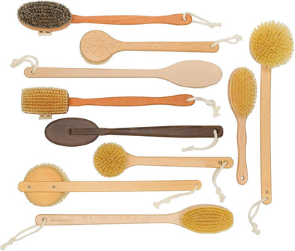 Redecker Bath and Shower Brush, Natural Pig Bristle, 17.75 Inch Handle