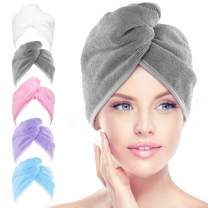 AIDEA Hair Towel Wrap, 5 Pack Absorbent Fast Drying Hair Towels 40"×20"
