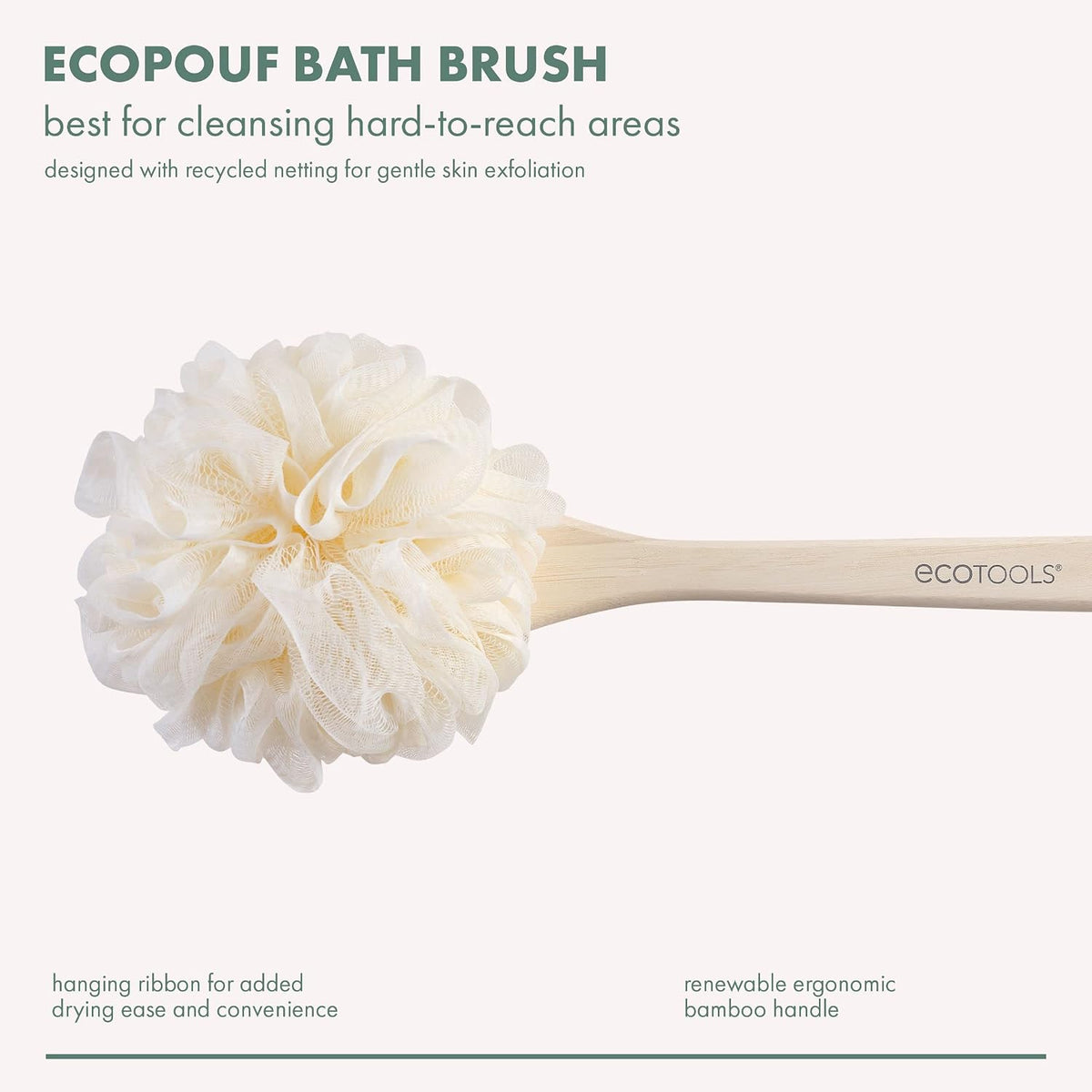 EcoTools EcoPouf Bath Brush, Loofah for Men and Women, 1 Count