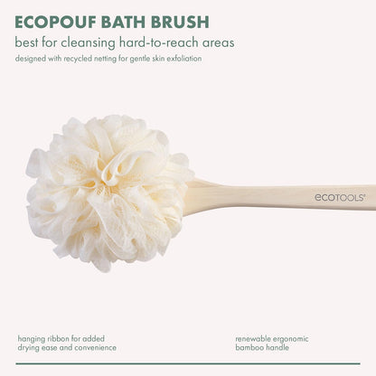 EcoTools EcoPouf Bath Brush, Loofah for Men and Women, 1 Count