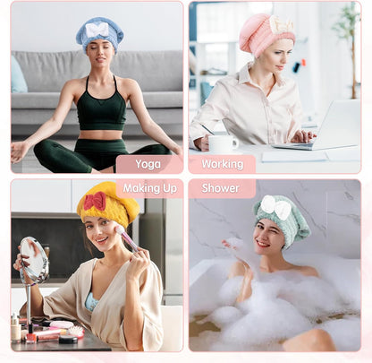 Microfiber Hair Drying Caps, 5-Pack Extra Soft and Ultra Absorbent