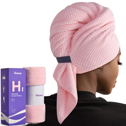 Umisleep Extra Large Microfiber Hair Towel, Ultra Absorbent, Grey
