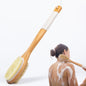 MtBoi Dual-Sided Back Scrubber - Long Bamboo Handle Shower Brush with Anti-Slip Grip, Stiff Natural Boar Bristles for Deep Exfoliation & Soft Nylon Bristles for Gentle Care, Wet/Dry Brushing