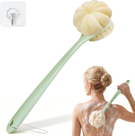 Back Scrubber for Shower, 15.7" Loofah with Handle Body Brush, Green