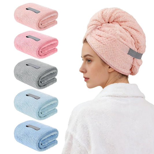 MAGO FAMILY MAGIC Microfiber Hair Towel Wrap 1 Pack, 42" x 27" Super Absorbent Hair Turbans with Elastic Band, Anti-Frizz Quick Dry Hair Drying Towel for Women Long, Thick, Curly Hair Care (Gray)