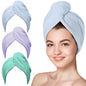 Hicober Microfiber Hair Towel Wrap for Women, Grey Blue Grey, 3-Pack