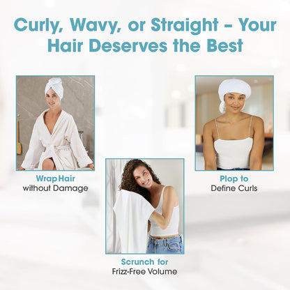 Hair RePear 29" x 45" Cotton Hair Towel for Long Thick Hair, Anti-Frizz
