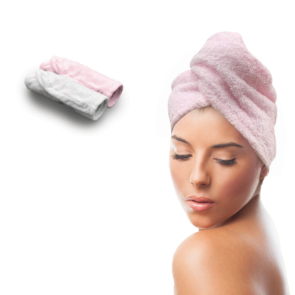 KEEPOZ Hair Towel Wrap Quick Dry 100% Cotton Super Absorbent Turban Head Wrap for Women with Button, Non Microfiber Anti Frizz Hair Products, Hair Cap for Curly, Long & Thick Hair (Red, 1 Pc)