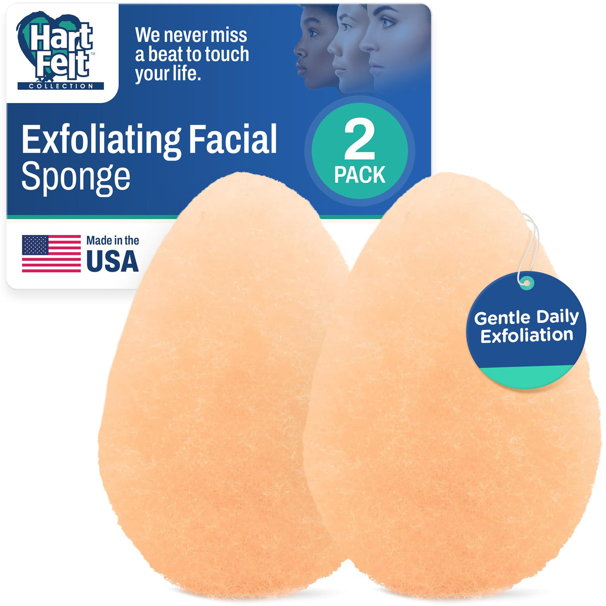 HartFelt Bath Sponges for Shower | Oval Body Wash Scrubber for Exfoliating Skin | Clean and Refresh Body, Back & Arms | Chemical-Free Body Sponge | Made in USA - Pack of 6