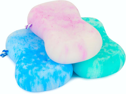 3 Pcs Bath Sponge for Women/Men, Exfoliating Body Sponges Bath Sponges, 3 Colors Pouf Foam Loofahs Sponge to Spa Reusable
