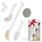 New Foot Brush with Adjustable Long Handle, 3-in-1 Foot Scrubber for Wet or Dry Brushing, 10.2’’- 27.5’’ Foot Scrub Brush for Senior, Pregnant, Disabled, or Injured, Gift-Box Packed(White)