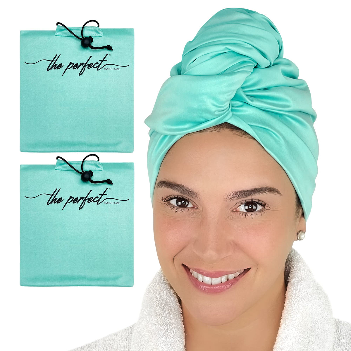 Microfiber Hair Towel Wrap for Women – Large Fast Drying Hair Towel with Patented Clip – Anti-Frizz, Super Absorbent, Silky Smooth Microfiber – Plopping Hair Wrap for Curly, Wavy & Straight Hair