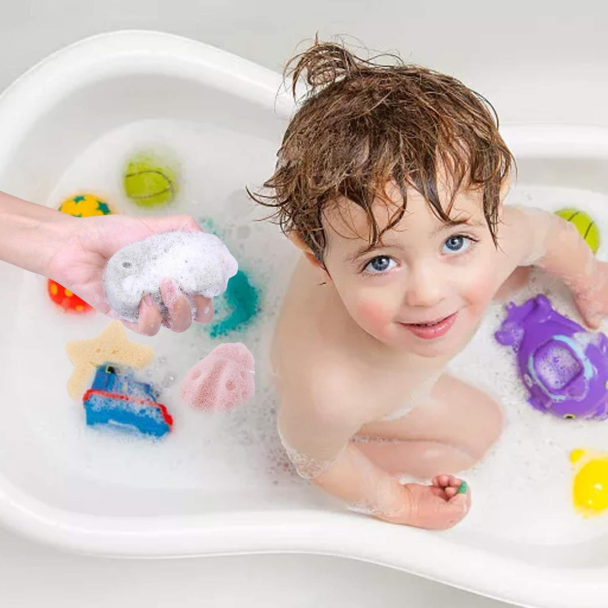 5 Pcs Konjac Baby Sponge for Bathing, Kids Bath Sponges for Infants, Toddler Bath Time, Cute Shapes and Safe Plant-Based Konjac Baby Bath Accessories, 5pcs