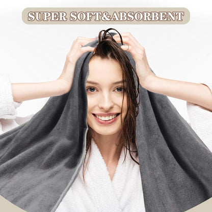 SUNLAND Microfiber Hair Towel 40 X 20 inches 2Pack Grey