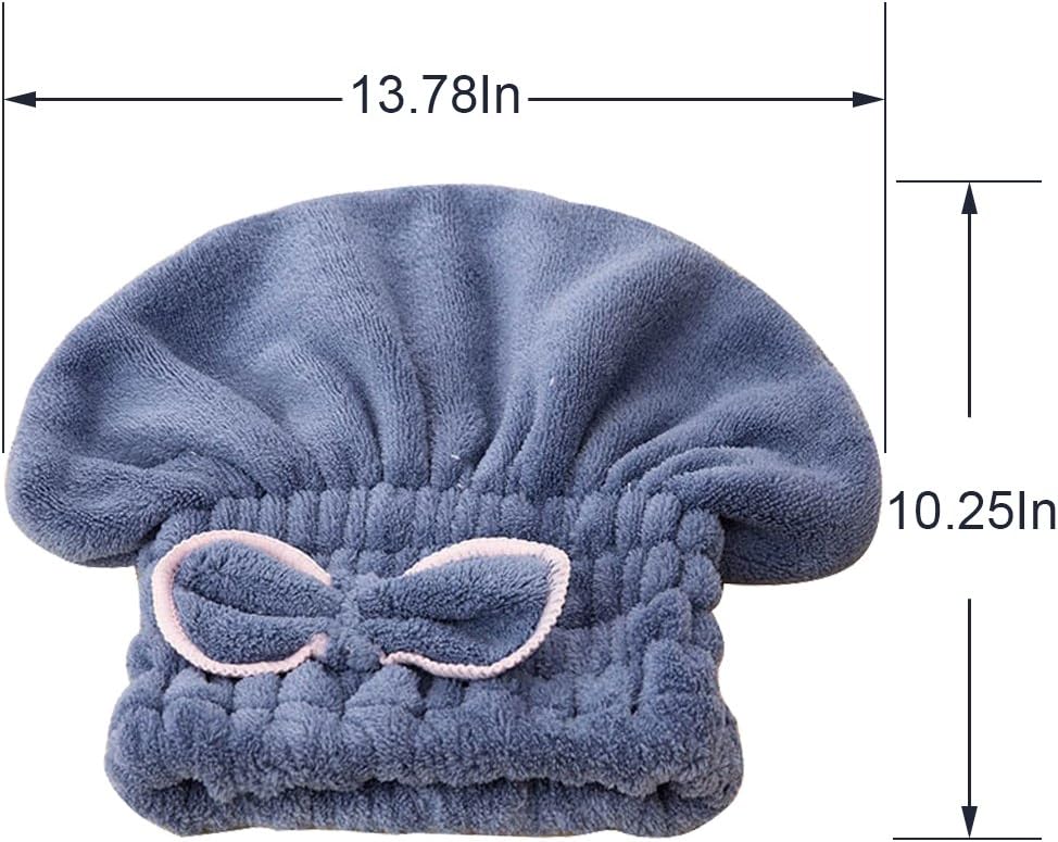 Jseng 2PC Microfiber Hair Drying Caps, Extreme Soft & Ultra Absorbent, Fast Drying Hair Turban Wrap Towels Shower Cap for Women