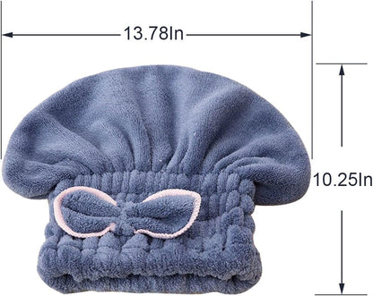 Jseng 2PC Microfiber Hair Drying Caps, Extreme Soft & Ultra Absorbent, Fast Drying Hair Turban Wrap Towels Shower Cap for Women