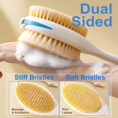 Extendable Back Scrubber 17.5"-31.9", Dual-Sided Firm & Soft