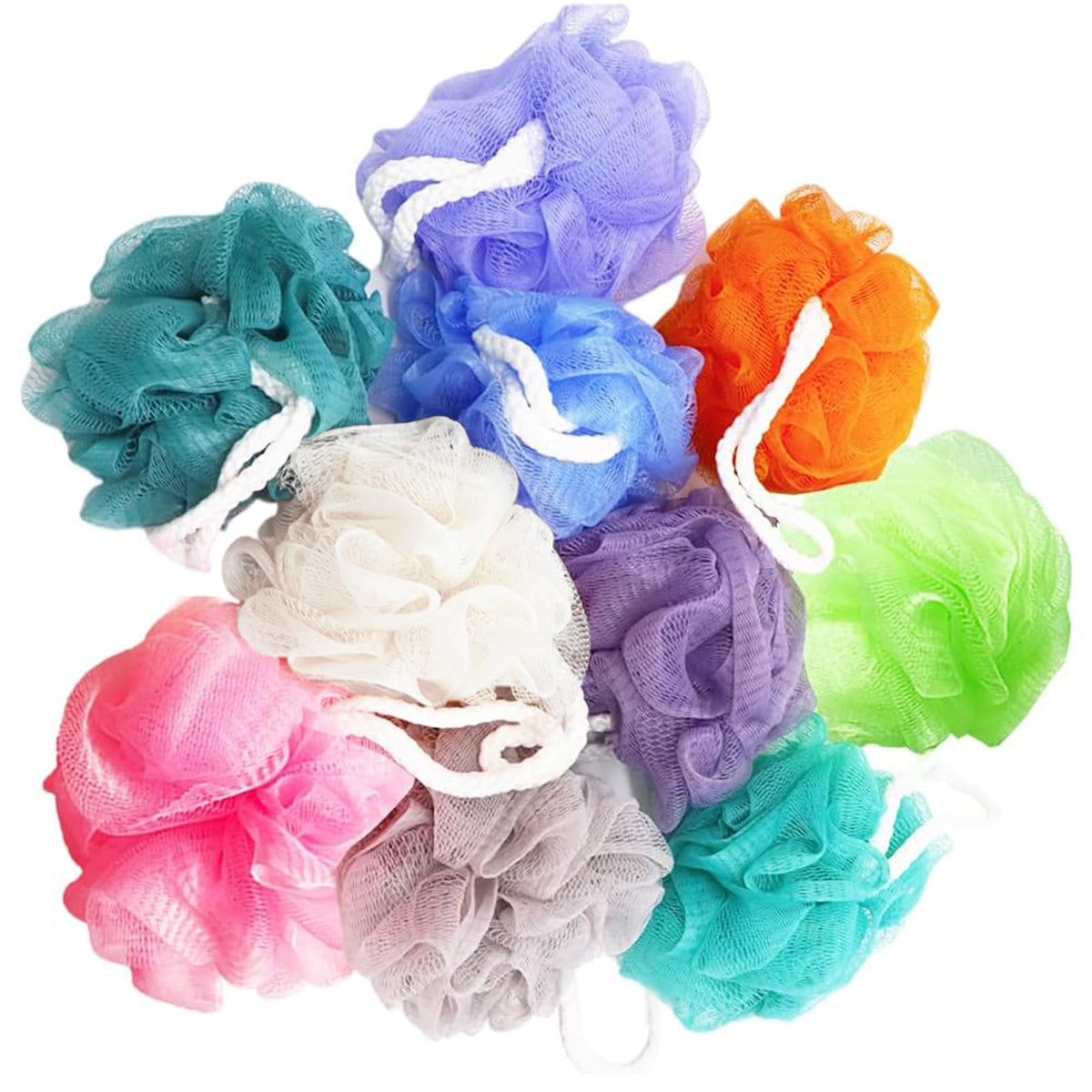 10 Pack of Bath Loofah Shower,Small Size Sponge Pouf Body Scrubber Exfoliator Scrubber Ball,Mesh Bath and Shower Sponge for Kids Women Men Body Wash Bathroom