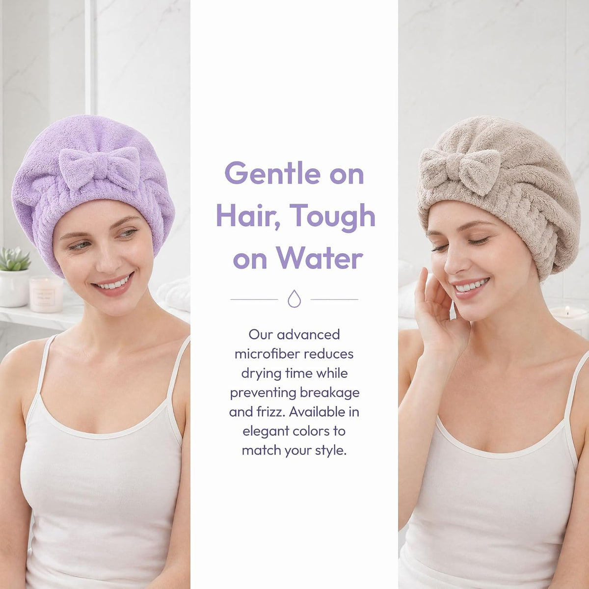 4 Pack Microfiber Hair Towels Bow Wrap for Women Quick Dry
