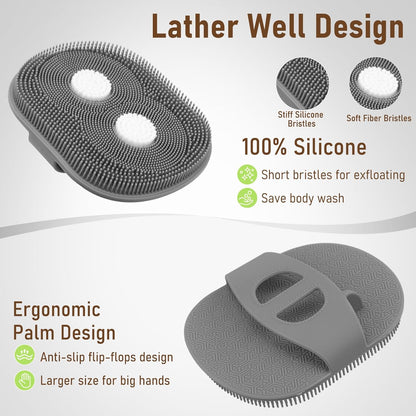 Back Scrubber for Shower Dual-Sided & Silicone Body Scrubber 2 Pack