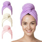 3 Pack Microfiber Hair Towel Wrap for Women, Fast Drying Hair Turban with Button, Anti-Frizz Large Hair Towel for All Hair Styles, Soft & Absorbent Hair Drying Towel