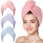 Hicober Microfiber Hair Towel Wrap for Women, Blue Grey Pink, 3-Pack