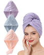Lumimi Bath Pre Dry Hair Towel with Button, Red Grey, 2 Pack