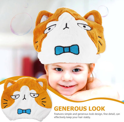 SHERCHPRY Cartoon Animal Hair Drying Cap Soft Fleece Hair Towel Hat for Wet Quick-Drying Wrap for Boys Girls Elastic Head Towel for Long Short Curly 10.62 X 8.26 X 0.78 in