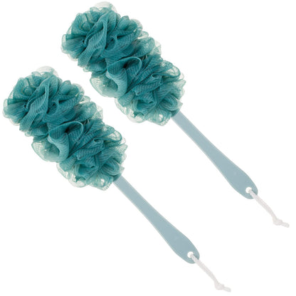 Long Handle Shower Loofah Back Scrubber Bath Body Brush on a Stick, Blue