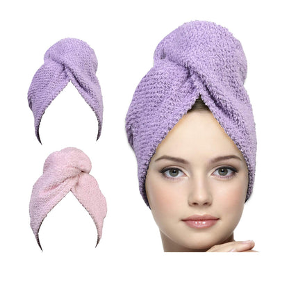 KEEPOZ Hair Towel Wrap Quick Dry 100% Cotton Super Absorbent Turban Head Wrap for Women with Button, Non Microfiber Anti Frizz Hair Products, Hair Cap for Curly, Long & Thick Hair (Red, 1 Pc)