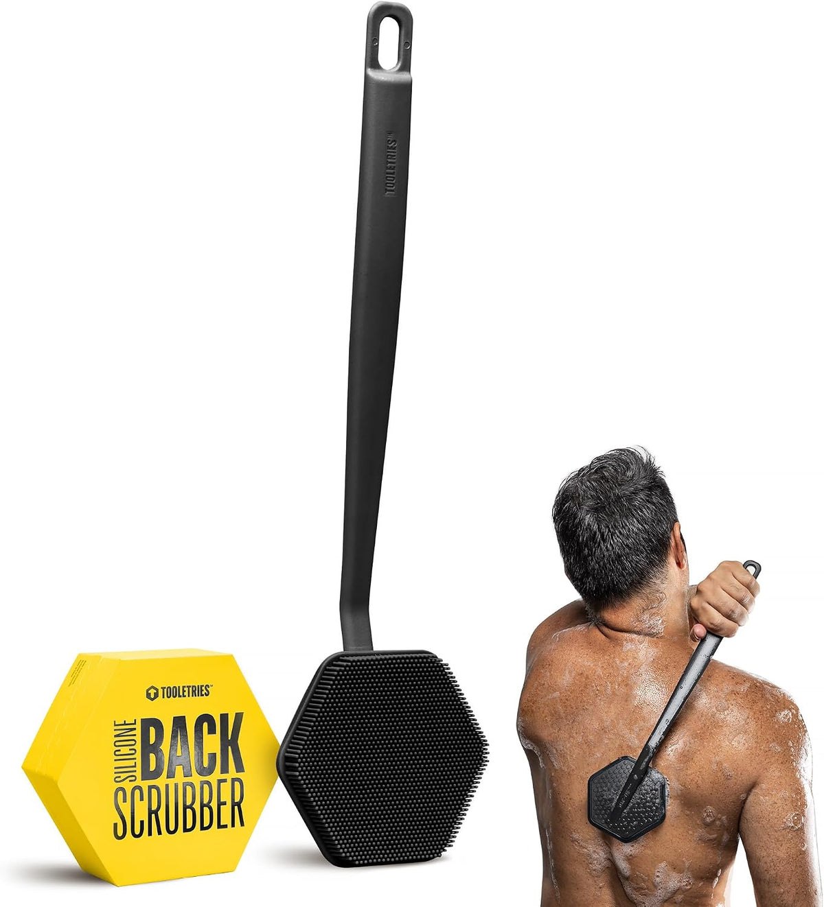 TOOLETRIES Silicone Back Scrubber for Shower, Body Brush - Charcoal