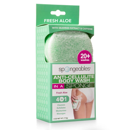 Spongeables Anti Cellulite Body Wash in a 20+ Wash Sponge, Citrus, 3 Count