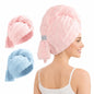 REDKISS 3 Pack Microfiber Hair Towel Wrap for Women, Super Absorbent Quick Dry Hair Turban for Thick Long Curly Hair, Large Stay-Put Anti-Frizz Hair Drying Towels, Pink Blue Gray