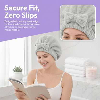 4 Pack Microfiber Hair Towels Bow Wrap for Women Quick Dry