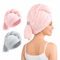 REDKISS 3 Pack Microfiber Hair Towel Wrap for Women, Super Absorbent Quick Dry Hair Turban for Thick Long Curly Hair, Large Stay-Put Anti-Frizz Hair Drying Towels, Pink Blue Gray