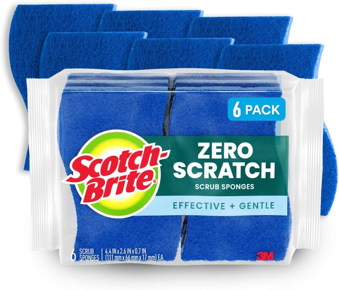Scotch-Brite Zero Scratch Scrub Sponge, 6 Pack