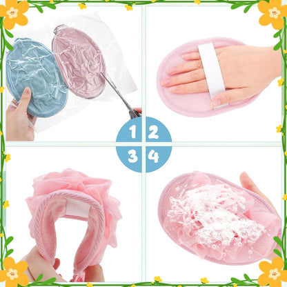 4 PCS Exfoliating Bath Sponges Soft Loofah Shower Scrubber
