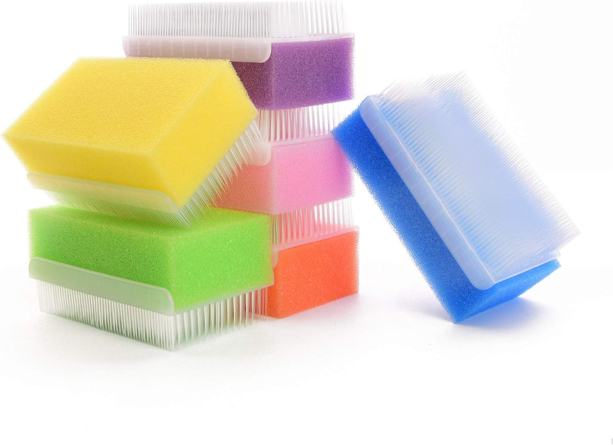 Special Supplies (6 Pack) Baby Bath Sponges Soft Foam Sensory Scrubber with Cradle Cap Bristle Brush - Body, Hair, and Scalp Cleaning - Gentle on Infant, Toddler Sensitive Skin - Great Sensory Feel