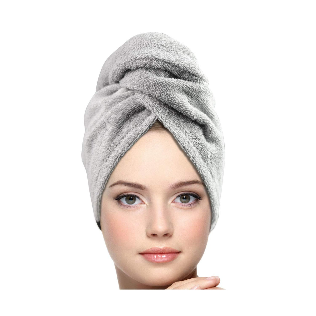 KEEPOZ Hair Towel Wrap Quick Dry 100% Cotton Super Absorbent Turban Head Wrap for Women with Button, Non Microfiber Anti Frizz Hair Products, Hair Cap for Curly, Long & Thick Hair (Red, 1 Pc)