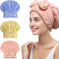 Jseng Microfiber Hair Towel Caps for Women with Cute Bowtie, 2Packs Fast Drying Hair Towel Caps for Curly Long Wet Hair Anti Frizz