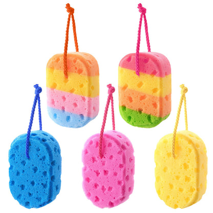 Boao 5 Pieces Soft Bath Sponge Shower Natural Gentle, Attractive Color