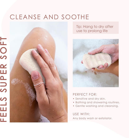Konjac Sponge Body (2 Pack) | Microplastic Free Soft Plant Based Vegan Fiber | Sustainable | 100% Natural + Non-Toxic | Biodegradable | Eco-Friendly | Plastic Free Packaging