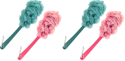 Evmliy Back Scrubber for Shower, Loofah Sponge Brush Exfoliating Body, Long Handle Scrub Brush for Shower with Loofah on a Stick for Back Use, Bathing Accessories Body Brushes (2Pack)