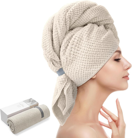 YFONG Large Microfiber Hair Towel Wrap for Women, 26" X 40" Super Absorbent