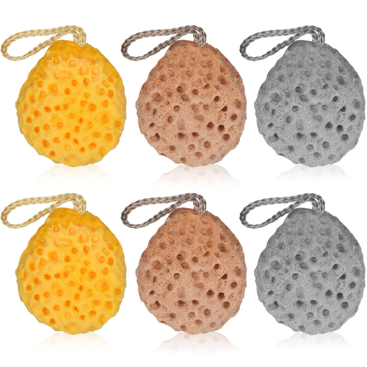 FoldTier 6 Pcs Bath Sponge Deep Cleansing Body Loofah Gentle and Deep Exfoliating Body Scrubber Bath Accessories Men Women Baby Sponge for Bathing Shower (Bright Color)